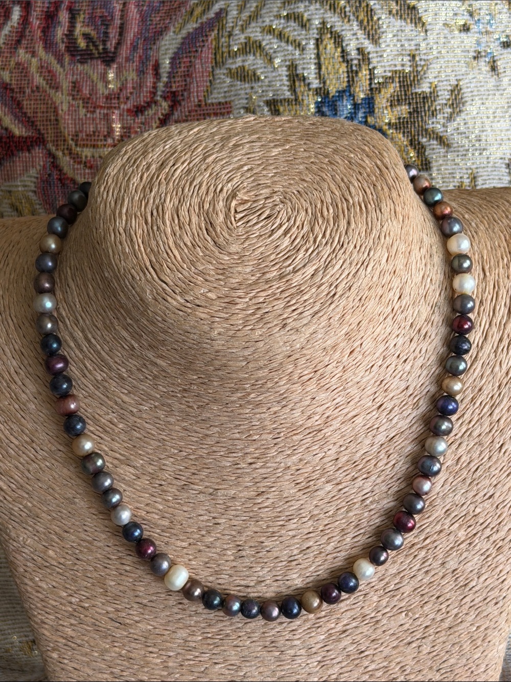 Multi-Color stunning Freshwater Pearl Necklace sterling silver toggle clasp